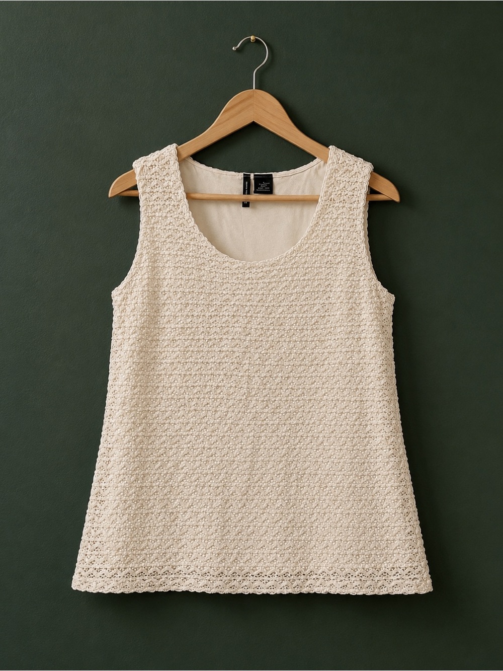 New Directions Ivory Crochet Lace Lined Tank Top – Women’s Large